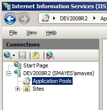 IIS Manager - Application Pools in the Connections Pane
